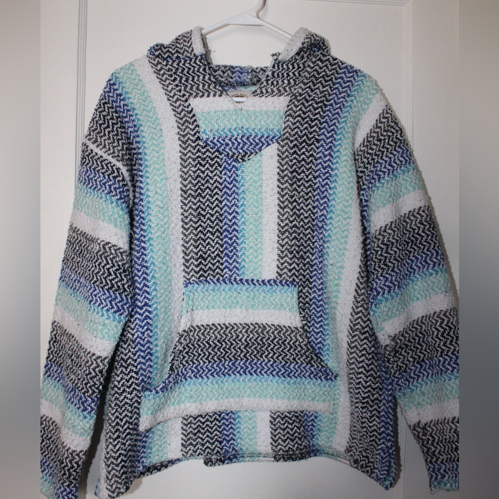 Earth Ragz Baja Joe Mexican Hoodie Pastel Pistacho Size M